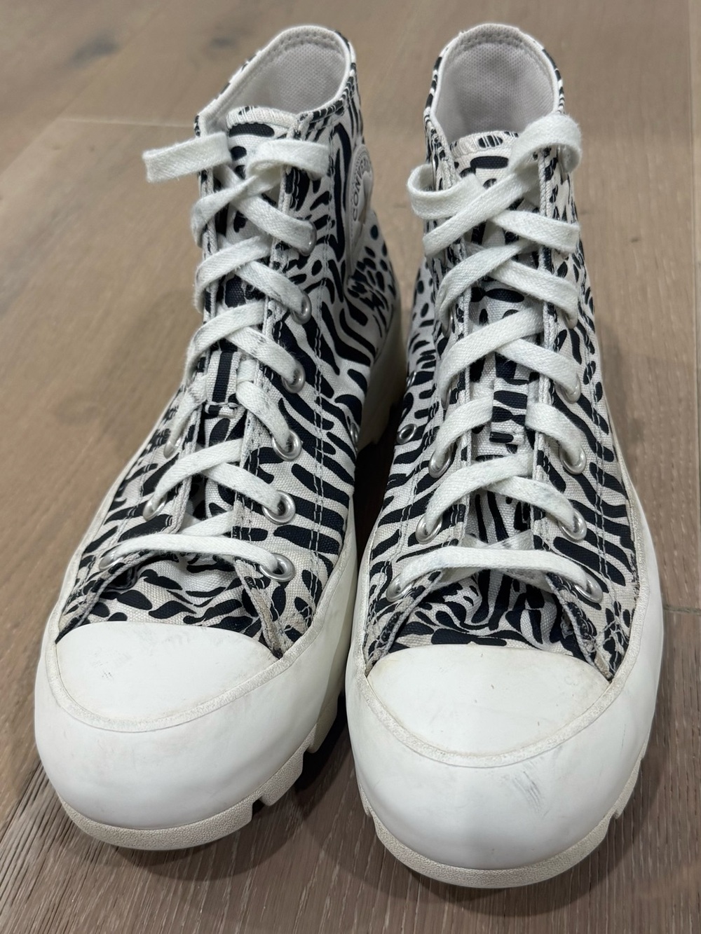 Converse High-Top Zebra Print Canvas Sneakers - White/Black